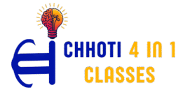"Chhoti 4 in1 Classes का ब्रांड लोगो जिसमें बल्ब और मस्तिष्क की रचना ज्ञान और नवाचार को दर्शाती है।"
